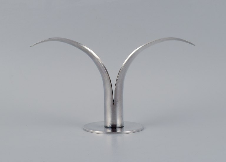 Ivar Ålenius Björk for Ystad Metall, rare "Liljan" (Lilly) candle holder in 
plated silver.