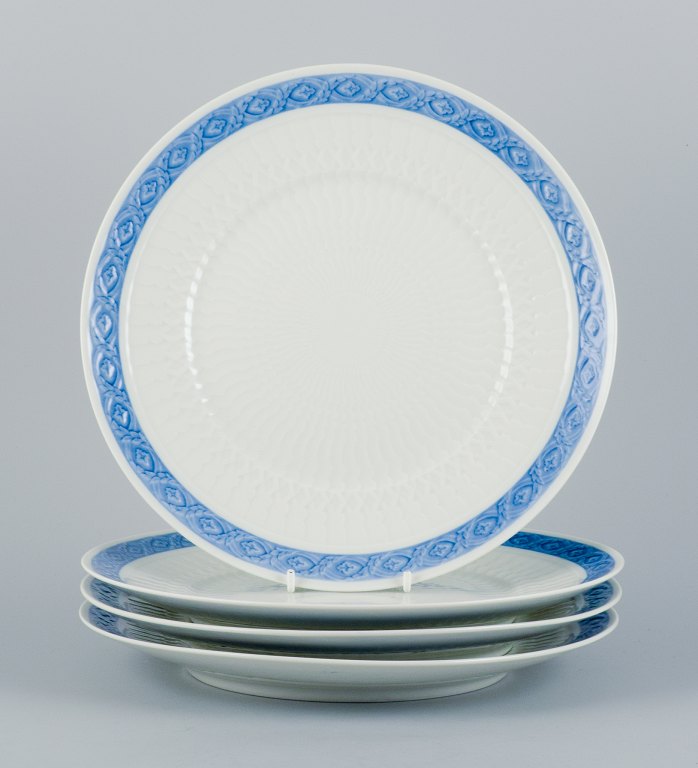 Royal Copenhagen Blue Fan, four dinner plates.