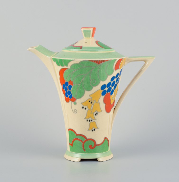 Clarice Cliff (1899-1963) for Royal Doulton, England. Caprice, Art Deco coffee 
pot in earthenware.