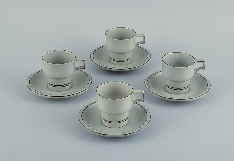 Jens Harald Quistgaard for Bing & Grøndahl, Colombia, four coffee cups with 
saucers.