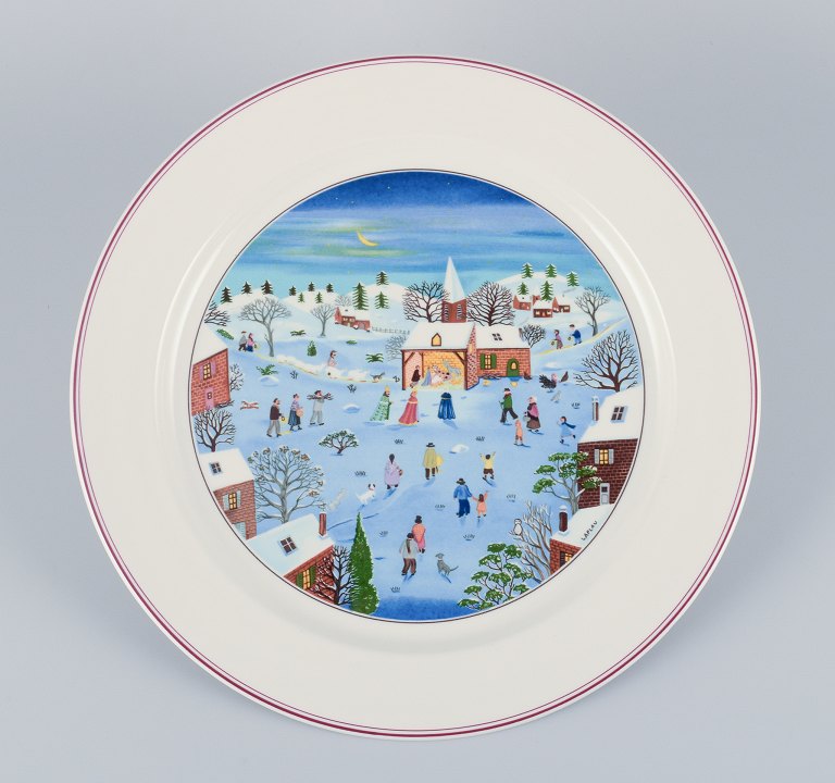 Villeroy & Boch, Naïf Christmas. Stort rundt porcelænsfad. Motiv af kunstneren 
Laplau.