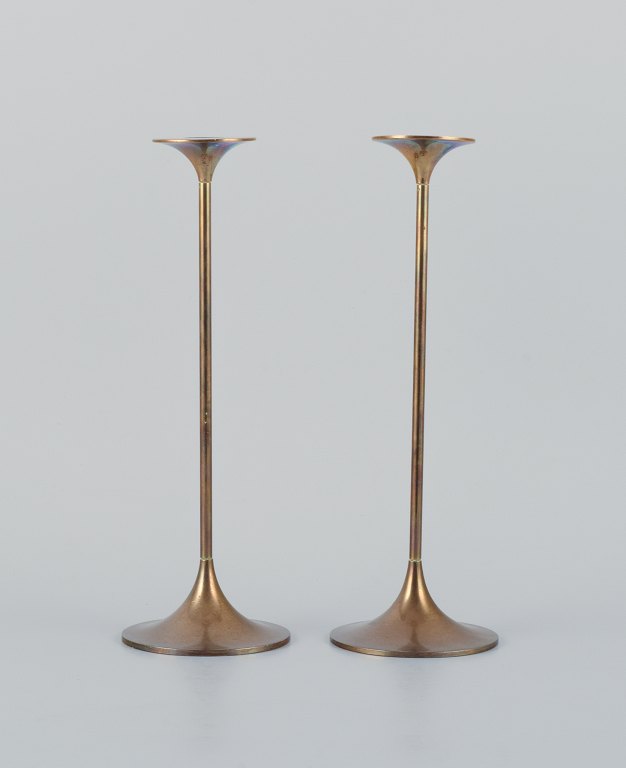 Torben Ørskov, Danish designer. A pair of modernist brass candlesticks.
Marked.
