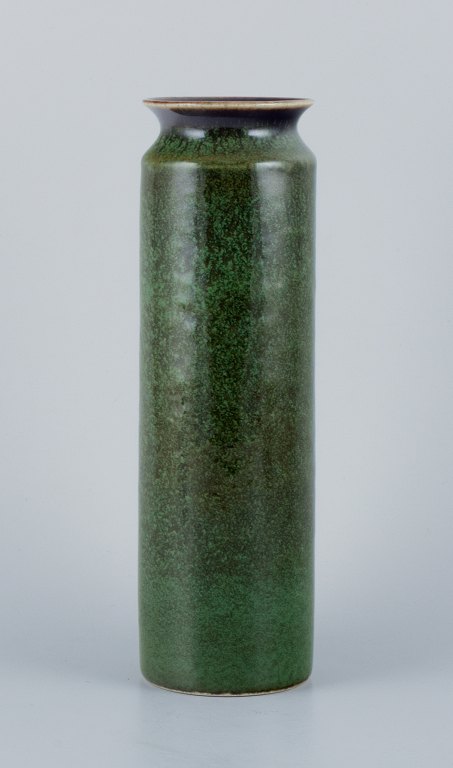 Carl Harry Stålhane for Rörstrand, large ceramic vase with glaze in green tones.