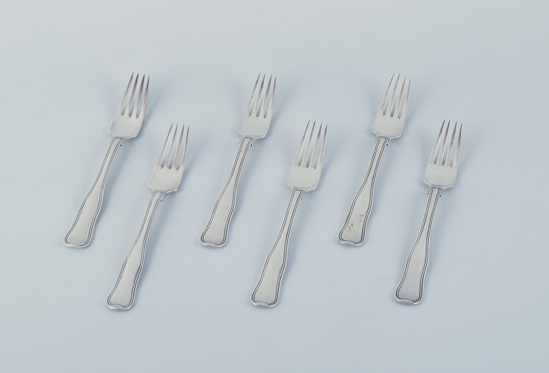 Georg Jensen Old Danish, a set of six lunch forks in sterling silver.