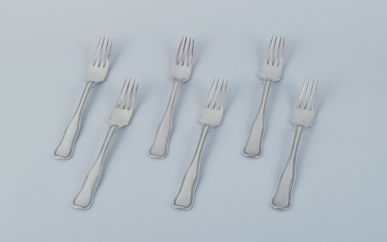 Georg Jensen Old Danish, a set of six lunch forks in sterling silver.