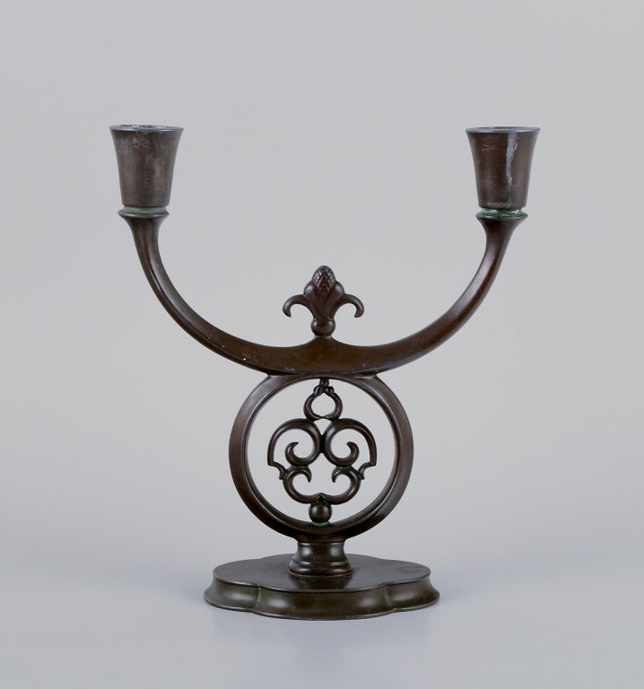Just Andersen, Art Deco candlestick in "diskometal". Early model.