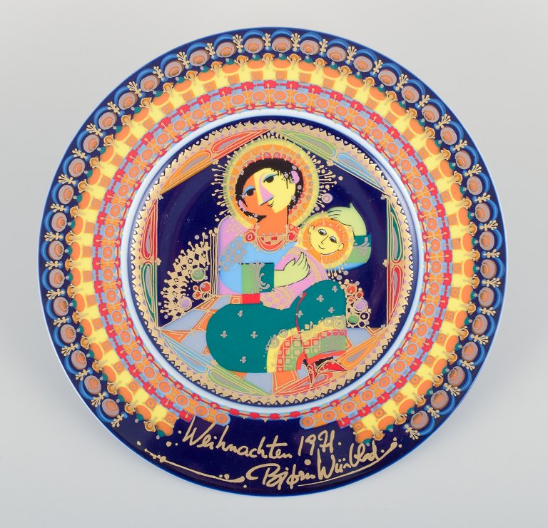 Bjørn Wiinblad for Rosenthal, Christmas plate with a biblical motif.
1971 - "Maria Mit Kind" (Mary with Child).