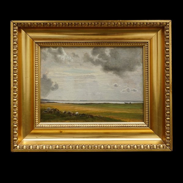 Vilhelm Kyhn, 1819-1903, oil on canvas. Danish summer landscape. Signed and 
dated. Visible size: 23x30cm. With frame: 38x45cm