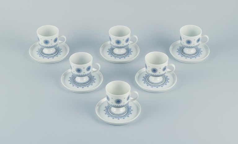 Tapio Wirkkala for Rosenthal Studio-linie. A set of six demitasse cups with 
saucers. Modernist retro design.