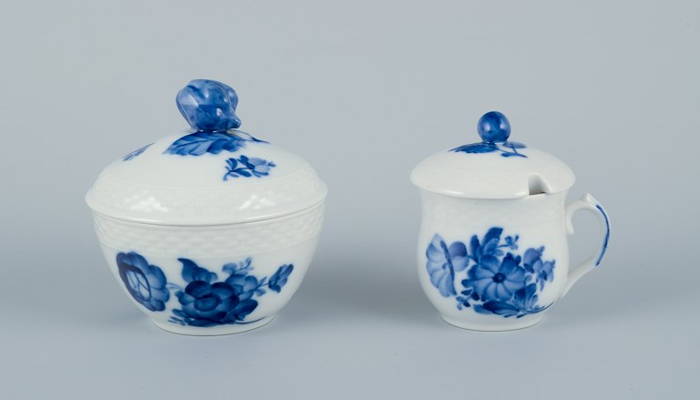 Royal Copenhagen Blue Flower Braided. A sugar bowl and a bouillon cup.