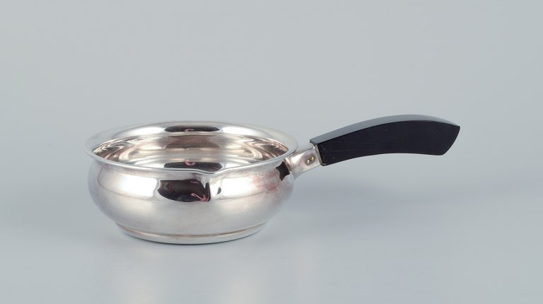 Danish 830 silver saucepan with a wooden handle.