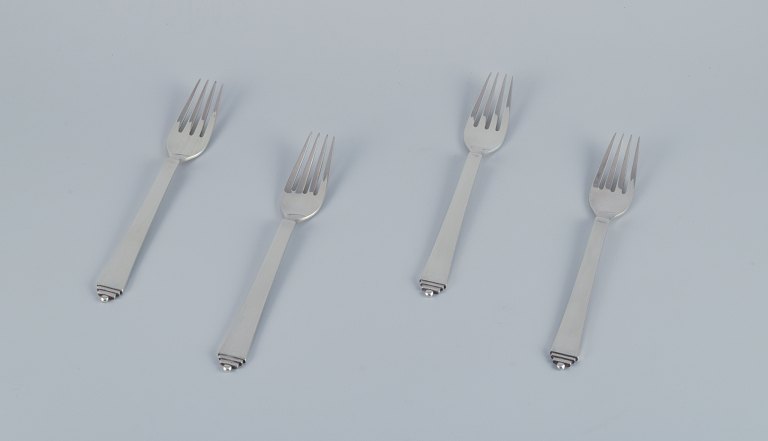 Georg Jensen Pyramid. Set of four dinner forks in sterling silver.