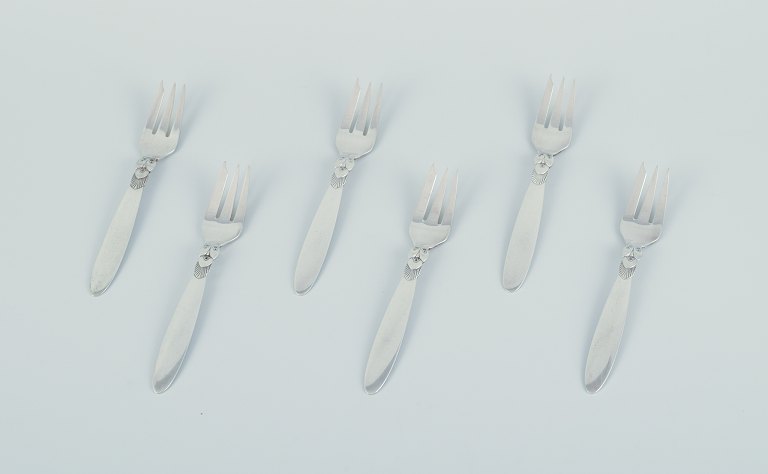 Georg Jensen Cactus. Six cake forks in sterling silver.