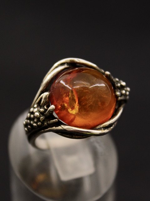 Sterling silver ring  with amber