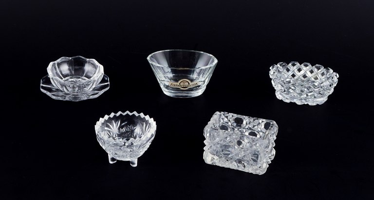 Fåglavik Glasbruk (1874-1980), Sweden.
Five salt cellars in clear handmade glass.