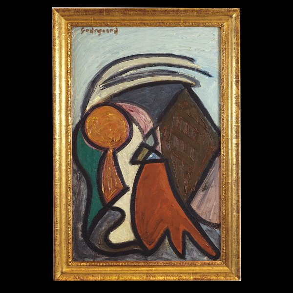 Paul Gadegaard, 1920-92, oil on canvas. Composition. Signed and dated 1948. 
Visible size: 43x27cm. With frame: 50x34cm