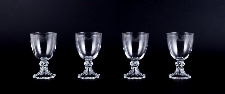 Val Saint Lambert, Belgium. A set of four red wine glasses in mouth-blown 
crystal glass.