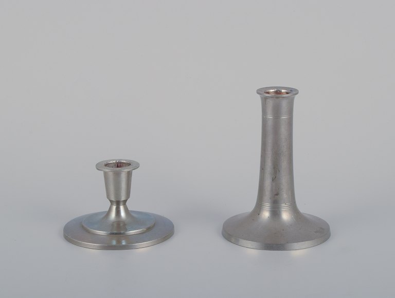 Just Andersen, two Art Deco pewter candlesticks.