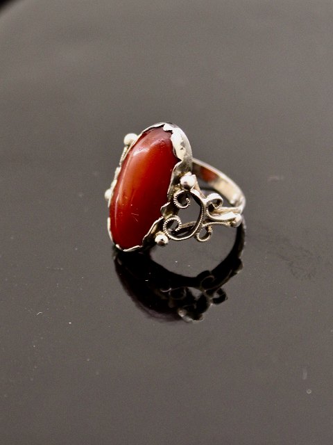 830 silver vintage ring with amber