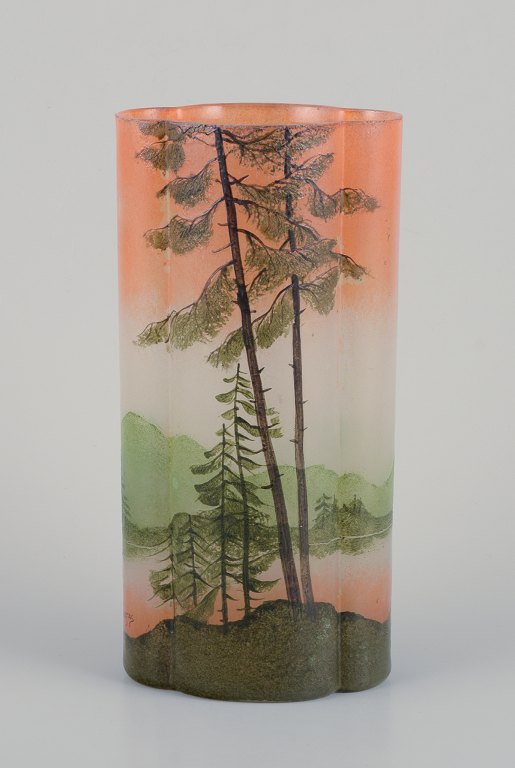 François-Théodore Legras. Art Nouveau vase in frosted art glass.