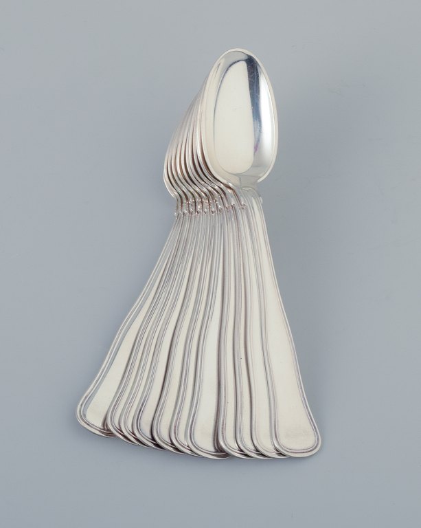 Cohr, Danish silversmith. "Old Danish". Eleven coffee spoons in 830 silver.