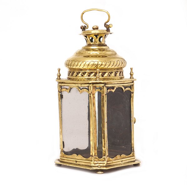 Baroque brass lantern. Denmark or Sweden circa 1750. H. 40cm