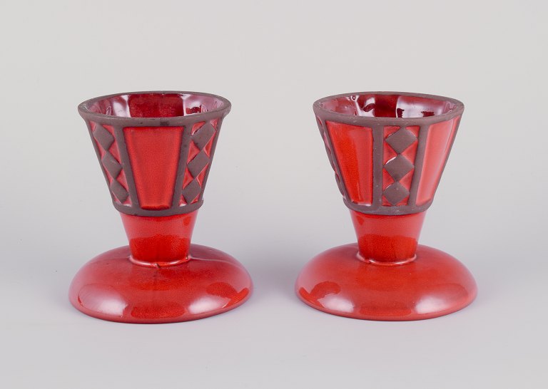 Frank Keramik, Denmark.
A pair of vases in glazed earthenware.