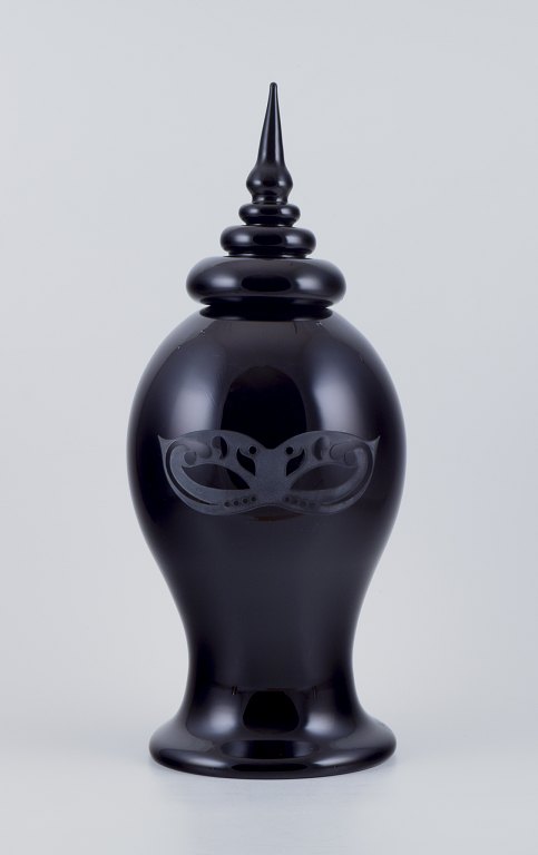Roberto Cavalli for Murano,
Gulvlågvase af sort kunstglas.