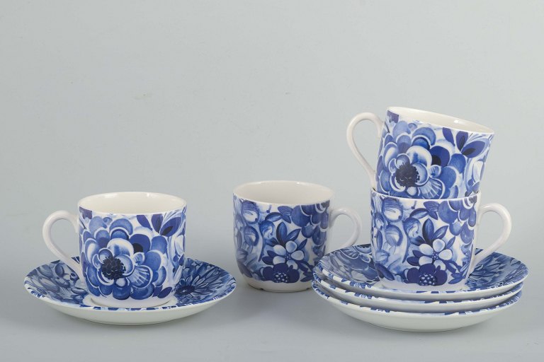 Gefle, "Blå Blomster"
4 coffee cups with saucers, mid-century.