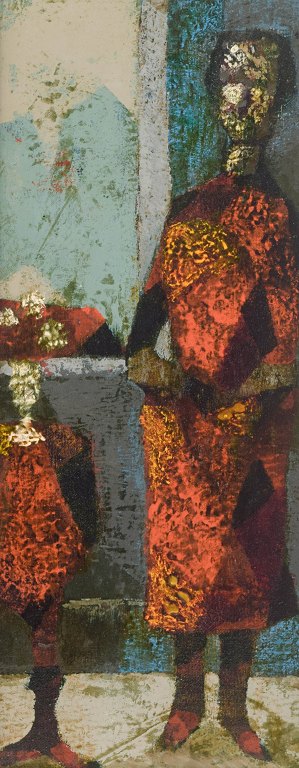 Sven Harald Ahlgren (1922–1997)“Damen och blomman”.Oil on board.