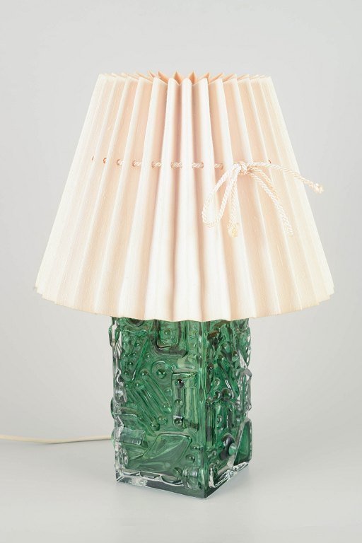 Josef SchottCzech art glass designer.Table lamp in molded glass, 1970s.