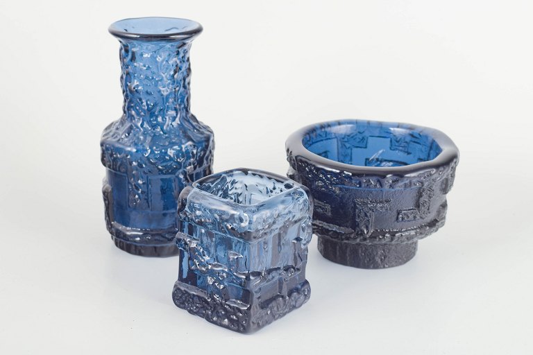 Göte Augustsson for Ruda Glasbruk
Three art glass vases, 1970s.