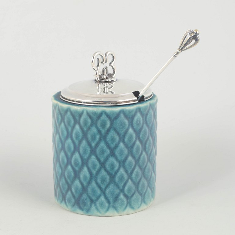 Erik Rahr for Saxbo
jam jar with 830 silver lid and 830 silver spoon, mid-20th century.