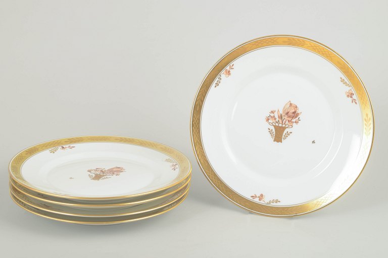 Royal CopenhagenGolden Basket, Set of 5 Lunch Plates.