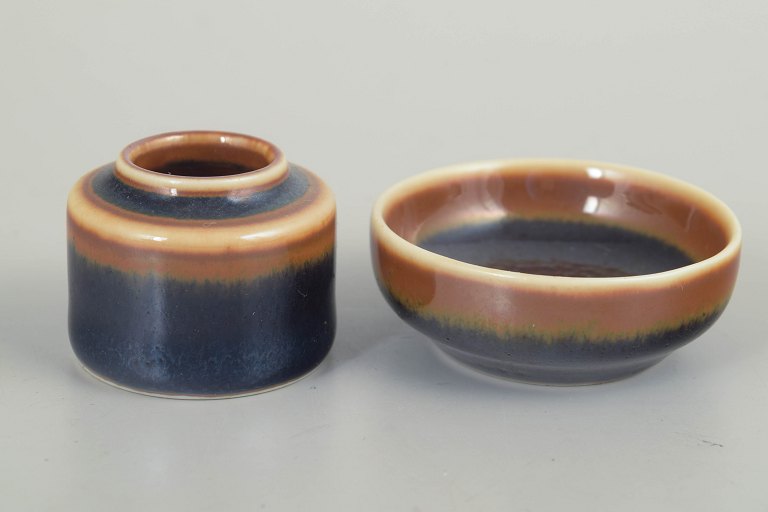 Carl-Harry Stålhane for Rörstrand.Miniature Vase and bowl, mid 20th century.