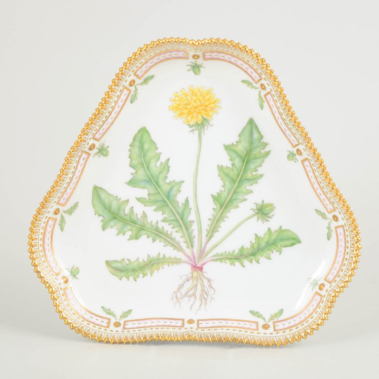 Royal Copenhagen Flora Danica triangular dish, 1970s