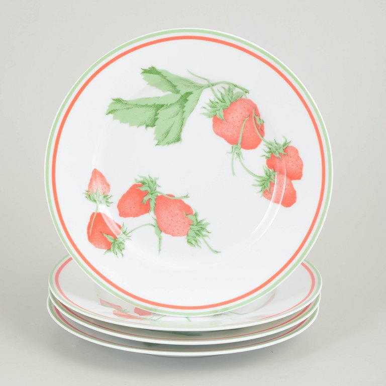 Bill Goldsmith for Limoges, Fraise, set of 4 lunch plates.