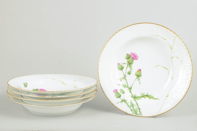 Royal Copenhagen, set of 5 antique large deep plates.
