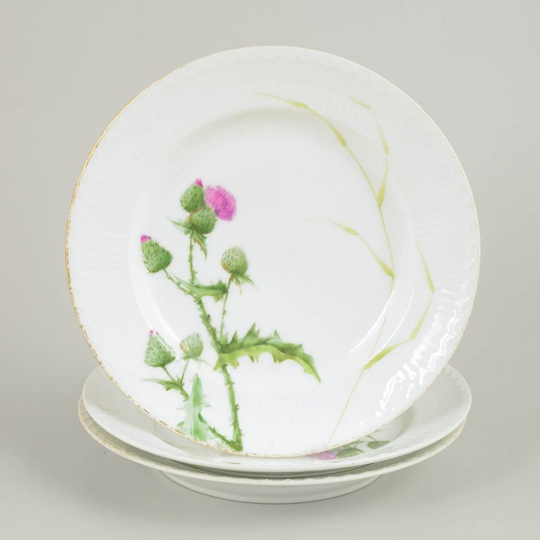 Royal Copenhagen, set of 3 antique lunch plates.
