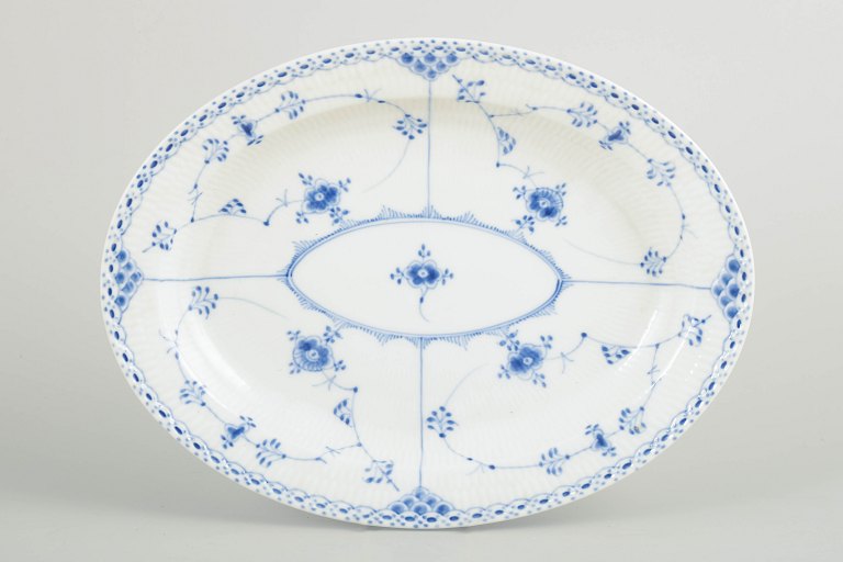 Royal Copenhagen Blue Fluted Half Lace, oval dish.