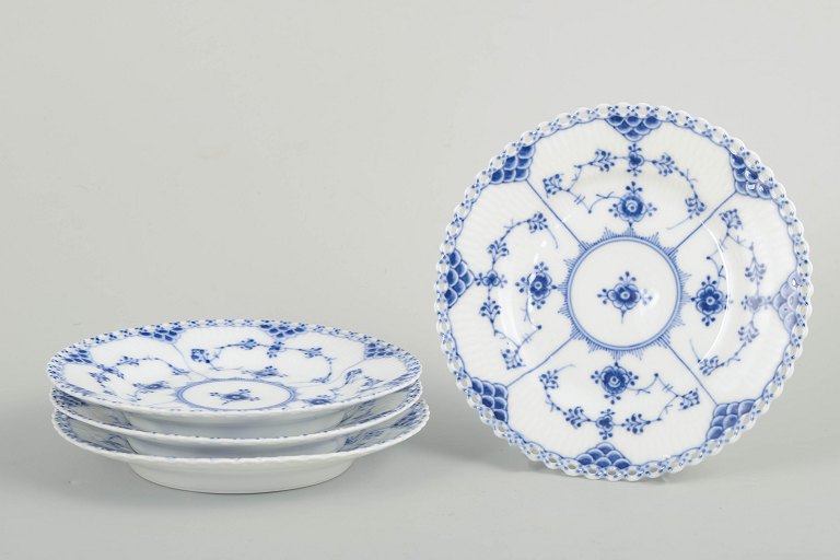 Royal Copenhagen Blue Fluted Full Lace, set of four cake plates.