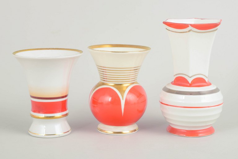 Set of three German art deco vases.