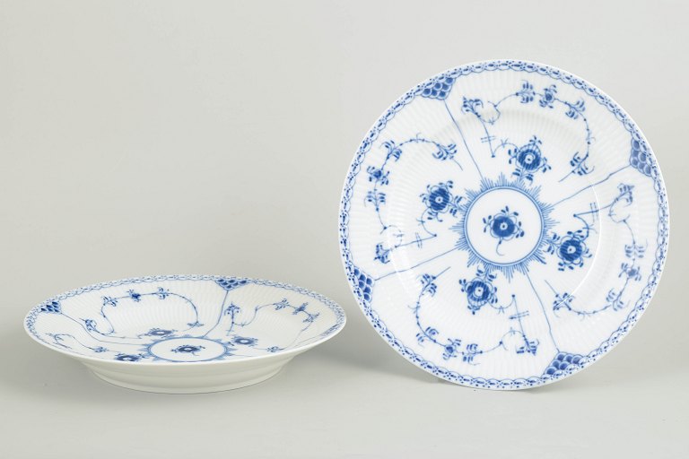 Royal Copenhagen Blue Fluted Half Lace two dinner plates.
