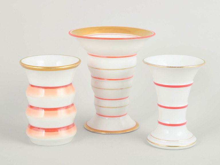 Set of three German art deco vases.