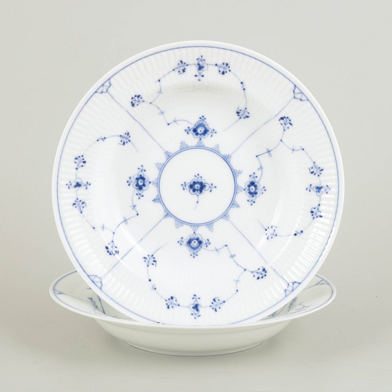 Royal Copenhagen Blue Fluted Plain two soup plates.