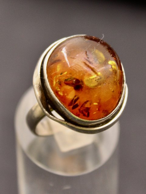 Sterling silver ring with amber