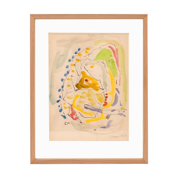 Jørgen Nash, Denmark, 1920-2004, mixed media, paper. Signed. Visible size: 28x20,5cm. With frame: 39x30cm