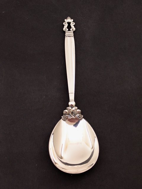 Georg Jensen silver cutlery Acorn large serving spoon.