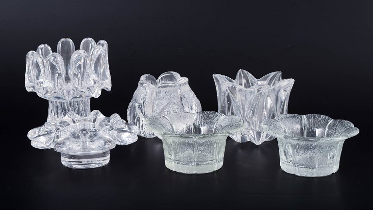 Set of six Scandinavian tea light holders.