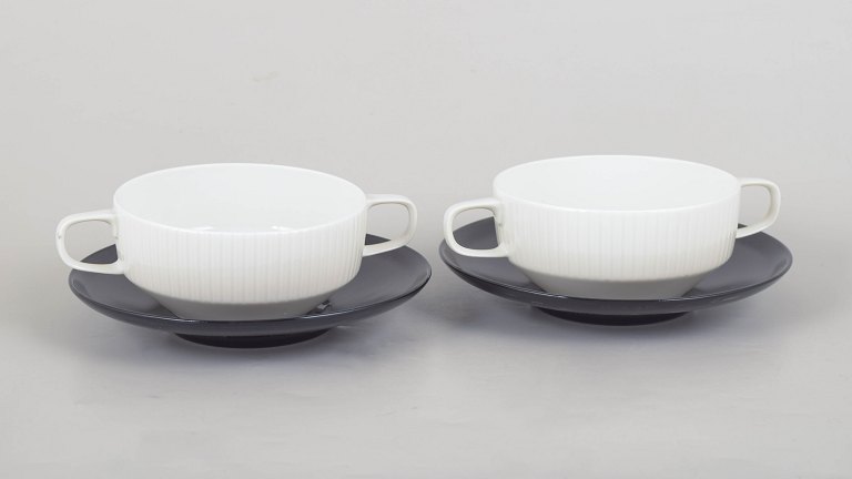 Tapio Wirkkala for Rosenthal, set of two bouillon cups with matching saucers.